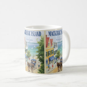 Vintage Mackinac Insel Michigan mit Blume Geschenk Kaffeetasse