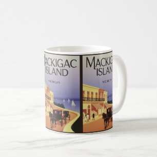 Vintage Mackinac Insel Michigan mit Blume Geschenk Kaffeetasse