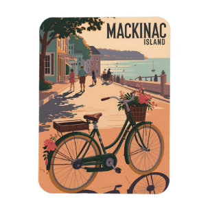 Vintage Mackinac Insel Michigan mit Blume Geschenk Magnet