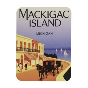Vintage Mackinac Island Michigan mit Blumen Gesche Magnet
