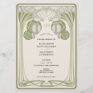 Vintage Mackintosh-Bäume in blühender Farbe Grün Flyer