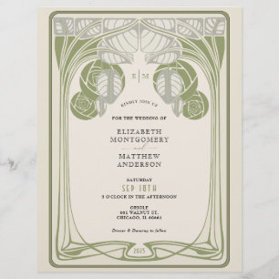 Vintage Mackintosh-Bäume in blühender Farbe Grün Flyer