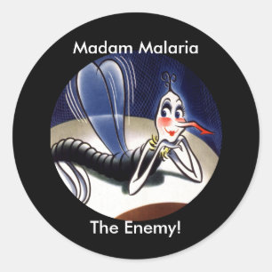 Vintage Madame Malaria-Mücke Runder Aufkleber