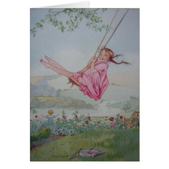 Vintage - Mädchen auf einer Schaukel, (Vorne)