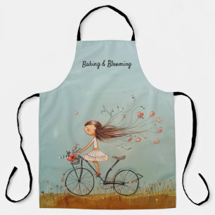 Vintage Mädchen auf Fahrrad Personalisierte Blumen Schürze
