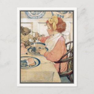 Vintage Mädchen beim Frühstück von Jessie Willcox Postkarte