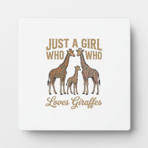 Vintage Mädchen, das Giraffen Liebt T-Shirt Design Fotoplatte