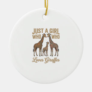 Vintage Mädchen, das Giraffen Liebt T-Shirt Design Keramik Ornament