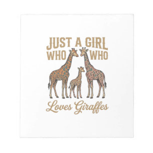 Vintage Mädchen, das Giraffen Liebt T-Shirt Design Notizblock