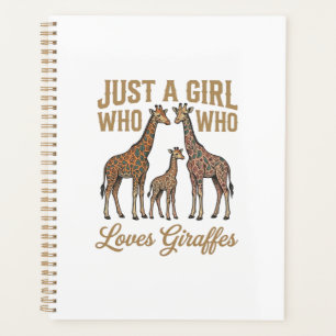 Vintage Mädchen, das Giraffen Liebt T-Shirt Design Planer