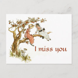 Vintage Mädchen, die ich vermisse Postkarte