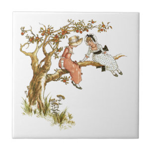 Vintage Mädchen Fliese