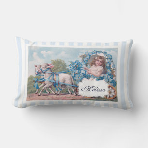 Vintage Mädchen in einer von Lämmern gezogenen Kut Lendenkissen