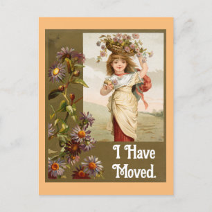Vintage Mädchen mit Blumen Postkarte