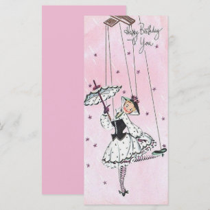 Vintage Mädchen mit Schnüren Geburtstag Flat Card