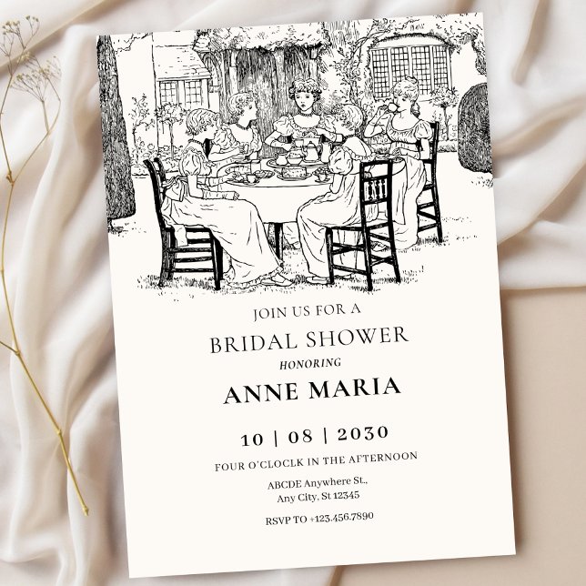 Vintage Mädchen mit Tee-Brautparty Einladung (Von Creator hochgeladen)