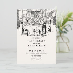 Vintage Mädchen mit Teeblätterdusche Einladung