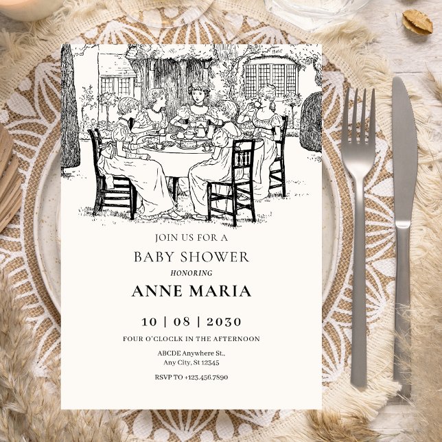 Vintage Mädchen mit Teeblätterdusche Einladung (Von Creator hochgeladen)