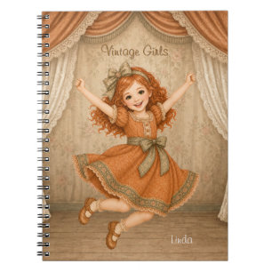 Vintage Mädchen Notizbuch mit Linda - Aufgeregter Notizblock