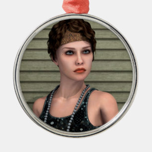 Vintage Mädchen Silbernes Ornament