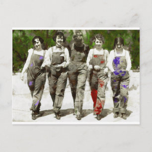 Vintage Mädchen - Spaß, feministische Kunst Postkarte