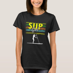 Vintage Mädchen stehen auf und paddeln Surfen T-Shirt