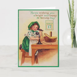 Vintage Mädchen-Telefon-St Patrick Tageskarte Karte