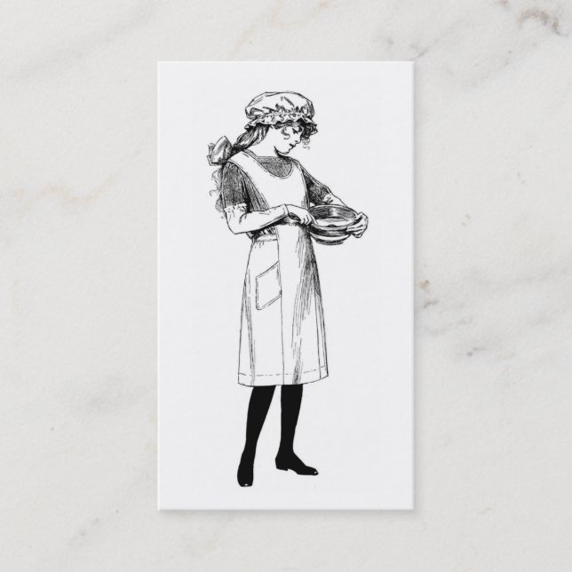 Vintage Mädchen und Backmischerin oder Konditor Visitenkarte (Vorderseite)
