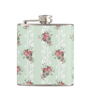 Vintage Mädchenhaft Rosa Blumenmuster Flachmann
