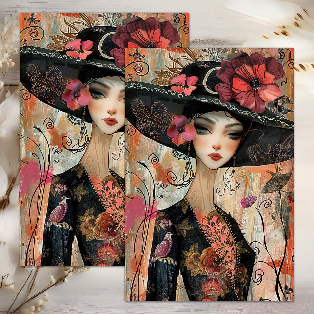 VINTAGE MÄDCHENMÄDCHEN SEIDENPAPIER (VINTAGE FASHION GIRL DECOUPAGE TISSUE PAPER)