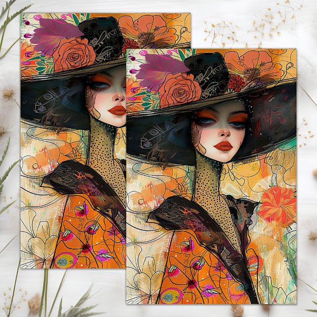 VINTAGE MÄDCHENMÄDCHEN SEIDENPAPIER (VINTAGE FASHION WOMAN DECOUPAGE TISSUE PAPER)