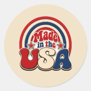 Vintage "Made in USA" patriotischer Anstecker Runder Aufkleber