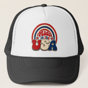 Vintage "Made in USA" patriotischer Anstecker Truckerkappe
