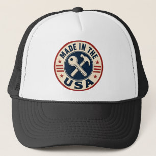 Vintage "Made in USA" patriotisches Abzeichen Truckerkappe