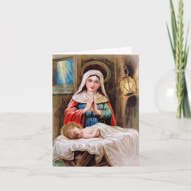 Vintage Madonna And Child Religious Christmas  Feiertagskarte (Vorderseite)