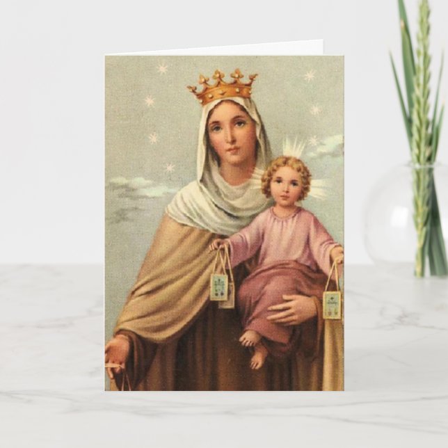 Vintage Madonna & Kind Feiertagskarte (Vorderseite)