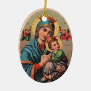 Vintage Madonna mit Kind Keramik Ornament