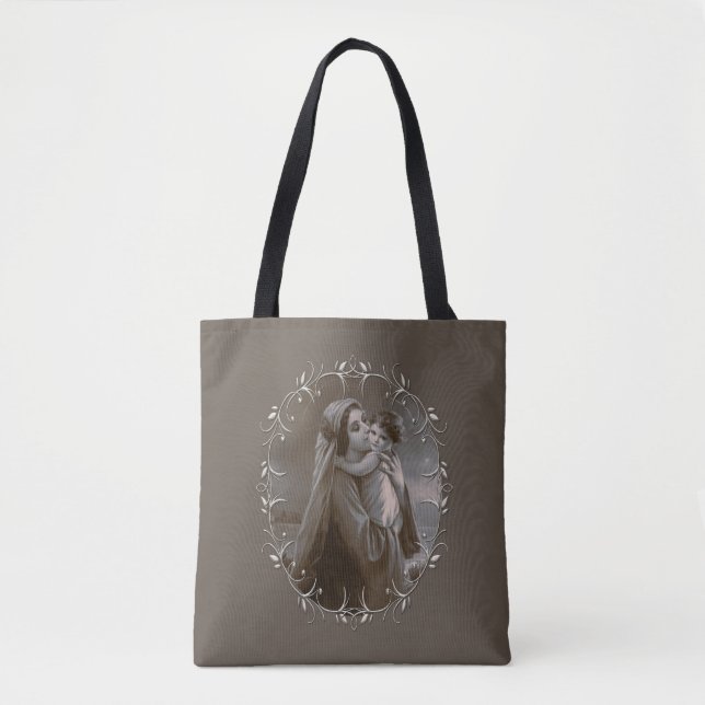 Vintage Madonna und Kind mit Silberrahmen (Vorderseite)