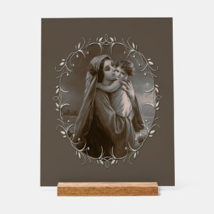 Vintage Madonna und Kind mit Silberrahmen Acrylschild