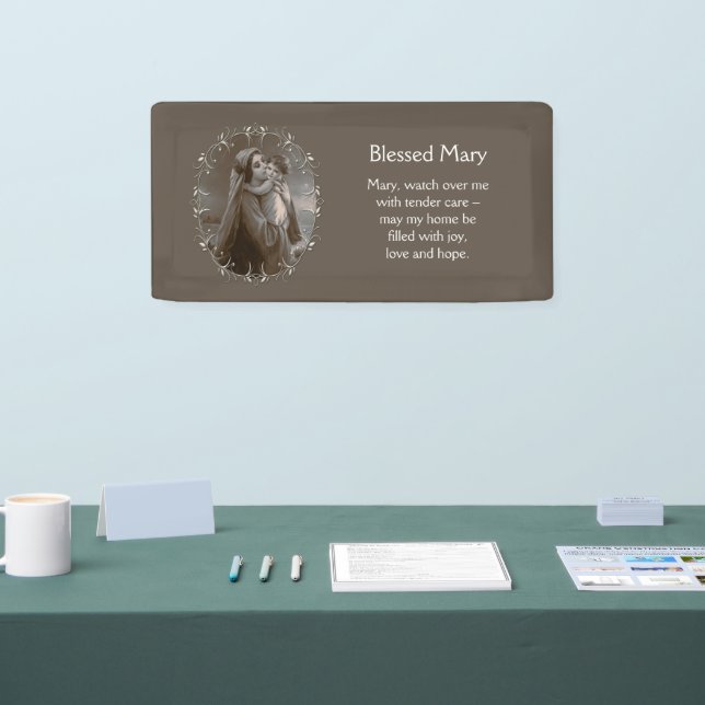 Vintage Madonna und Kind mit Silberrahmen Banner (Messe)