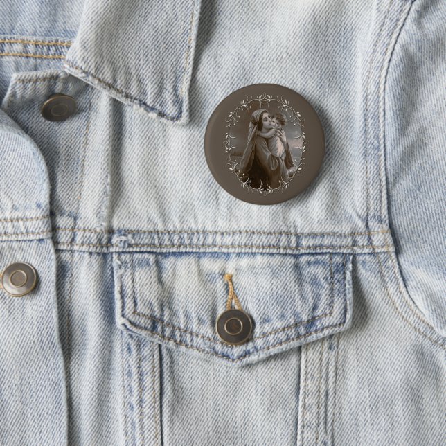 Vintage Madonna und Kind mit Silberrahmen Button (Beispiel)
