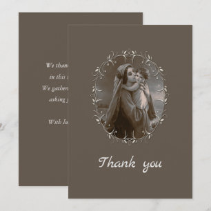 Vintage Madonna und Kind mit Silberrahmen Dankeskarte