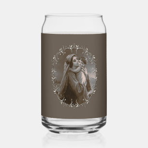 Vintage Madonna und Kind mit Silberrahmen Dosenglas