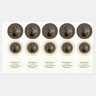 Vintage Madonna und Kind mit Silberrahmen Etiketten