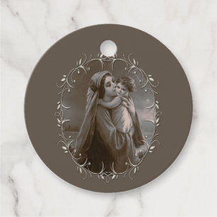 Vintage Madonna und Kind mit Silberrahmen Geschenkanhänger