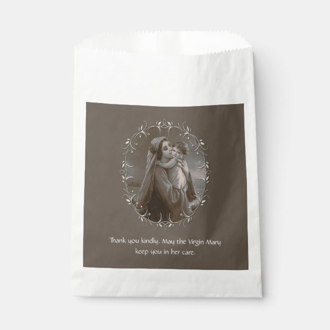 Vintage Madonna und Kind mit Silberrahmen Geschenktütchen (Vorderseite)