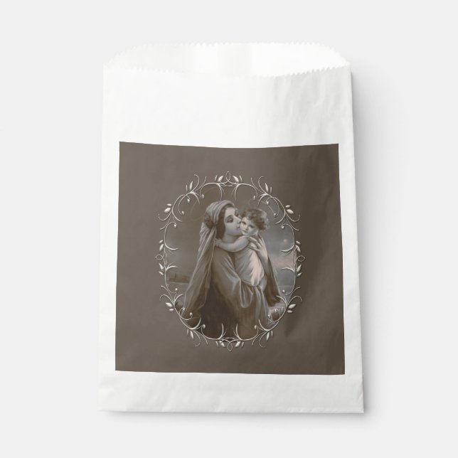 Vintage Madonna und Kind mit Silberrahmen Geschenktütchen (Vorderseite)
