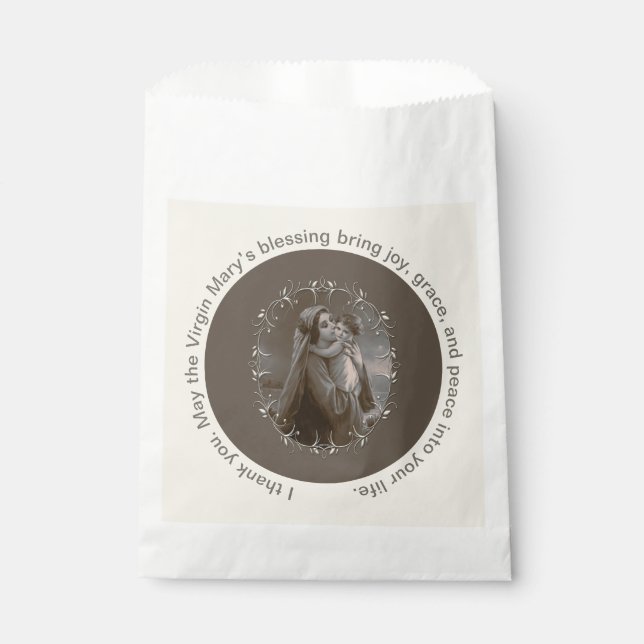 Vintage Madonna und Kind mit Silberrahmen Geschenktütchen (Vorderseite)