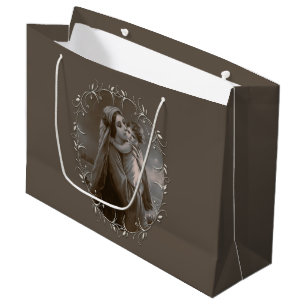 Vintage Madonna und Kind mit Silberrahmen Große Geschenktüte