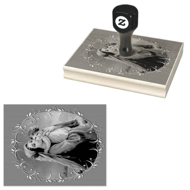 Vintage Madonna und Kind mit Silberrahmen Gummistempel (Stempel)